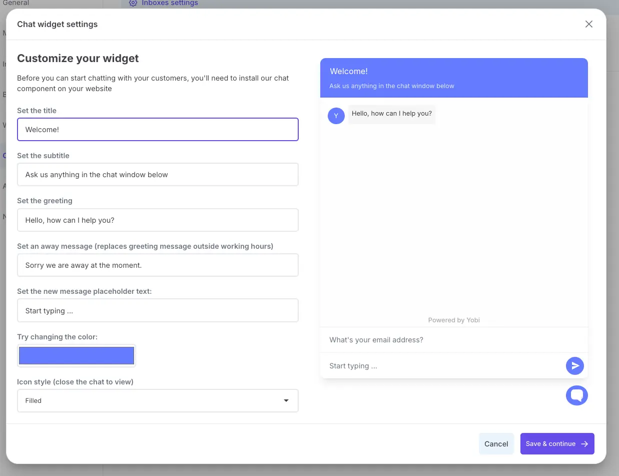Website Chat Widget Configuration