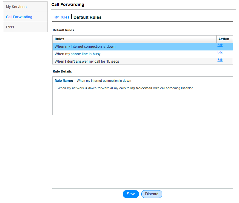 8x8 Call Forwarding Rules Interface