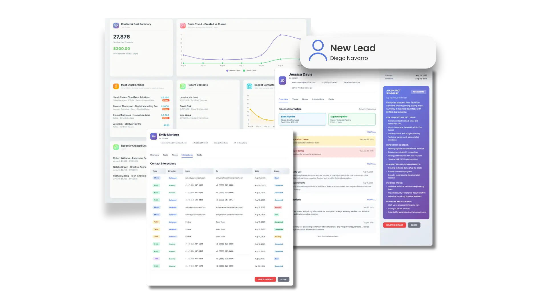 Yobi CRM Dashboard - Automated data entry and AI-powered insights