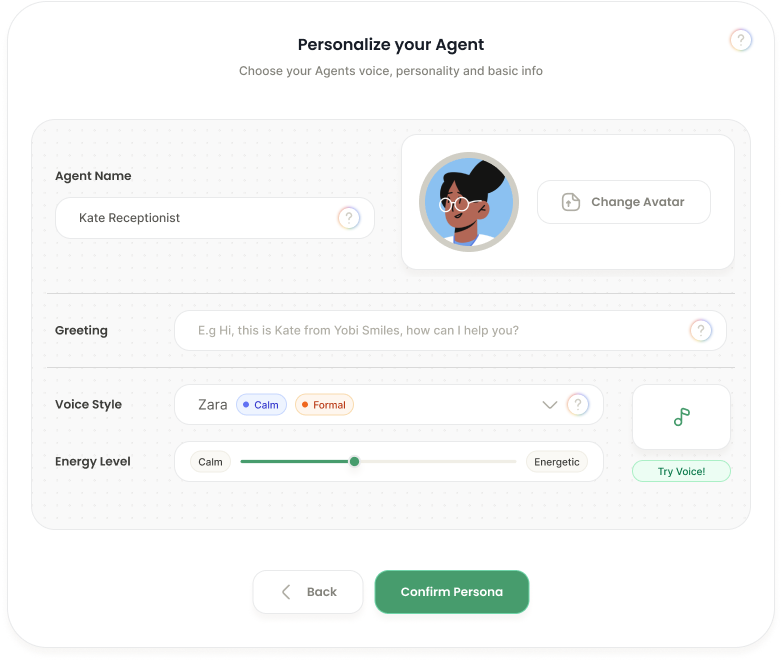 Train & Customize interface